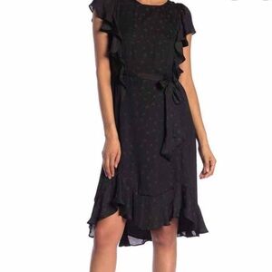 Max Studio | Black Star Print Ruffle Trim Dress
